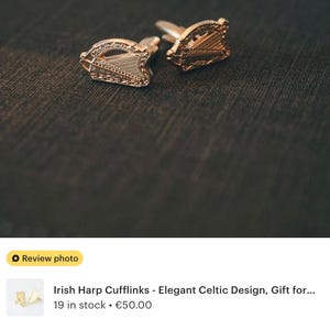 Irish Harp Cufflinks Gift Ready Irish Heritage Jewelry for Him Celtic Wedding Gift Irish Symbol Accessories Anniversary Present from Ireland image 12
