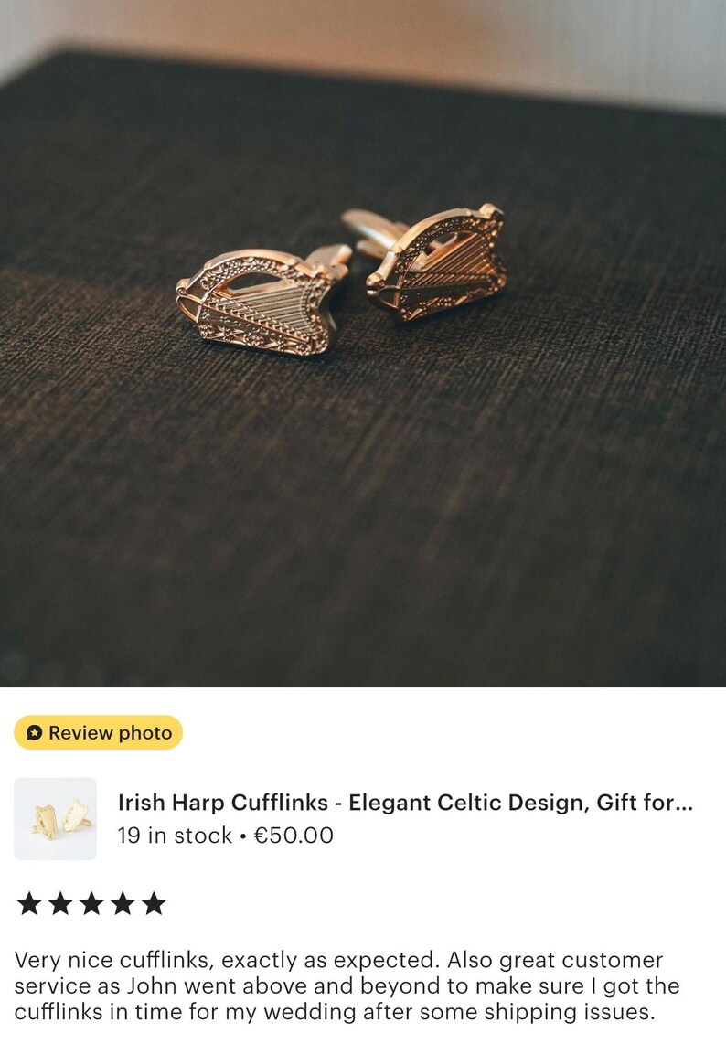 Irish Harp Cufflinks Gift Ready Irish Heritage Jewelry for Him Celtic Wedding Gift Irish Symbol Accessories Anniversary Present from Ireland image 12
