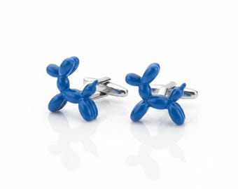 Blue Balloon Dog Cufflinks | Balloon Animal Cufflinks | Novelty Cufflinks for Men | Funny Cufflinks | Birthday Gift for Him | Party Gift
