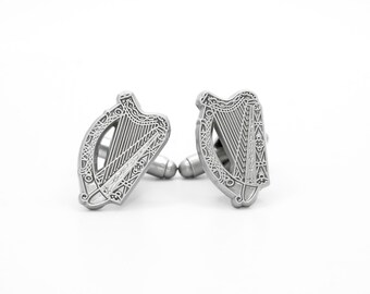 Irish Harp Cufflinks Silver Elegance for Every Occasion Irish Wedding Cufflinks Irish Gift Groomsman Cufflinks Best Man Cufflinks Gift Idea
