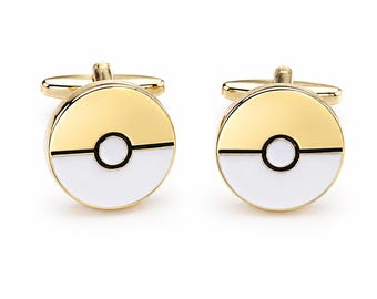 Pokemon Poke Ball Cufflinks Good and White Unique Gamer Jewelry Fun Accessory for Pokemon Fans Collectors Gift for Him or Her Enthusiasts
