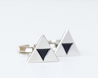 Legend of Zelda Triforce Cufflinks Silver Plated Stylish Accessory for Fans Ideal Gift Gamers and Collectors Perfect for Special Occasions