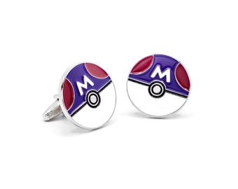 Pokemon Master Ball Cufflinks Unique Gamer Jewelry Fun Accessory for Pokemon Fans Collectors Gift for Him Nerdy Mens Special Occasion
