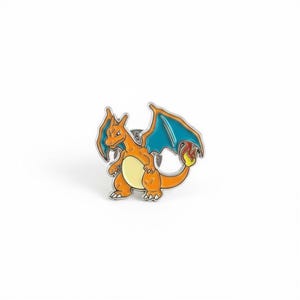 Charizard Pin Fiery, Dragon Lapel, Gamer Wedding Gift - Pokemon Fan Accessory, Jacket Bag Accent, Collector Token