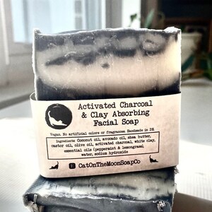 Activated Charcoal & Clay Absorbing Facial Soap vegan / palm oil-free / no artificial fragrances or colors image 3