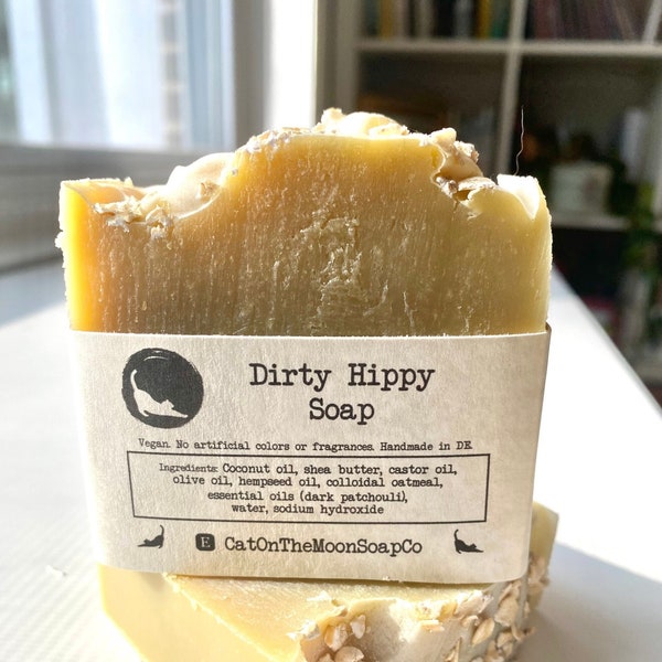 Dirty Hippy Scrub Soap w/Oatmeal, Patchouli, and Hemp Seed Oil *vegan / palm oil free / no artificial colors or fragrances*