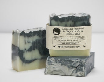 Activated Charcoal & Clay Absorbing Facial Soap *vegan /  palm oil-free / no artificial fragrances or colors*