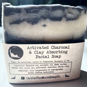 Activated Charcoal & Clay Absorbing Facial Soap vegan / palm oil-free / no artificial fragrances or colors image 4