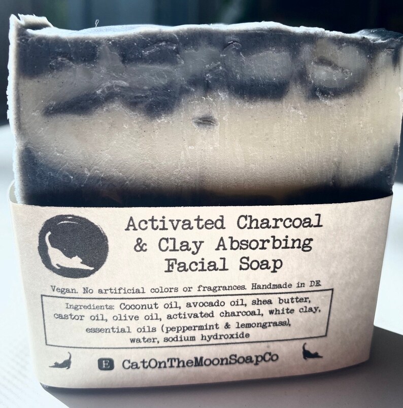 Activated Charcoal & Clay Absorbing Facial Soap vegan / palm oil-free / no artificial fragrances or colors image 4