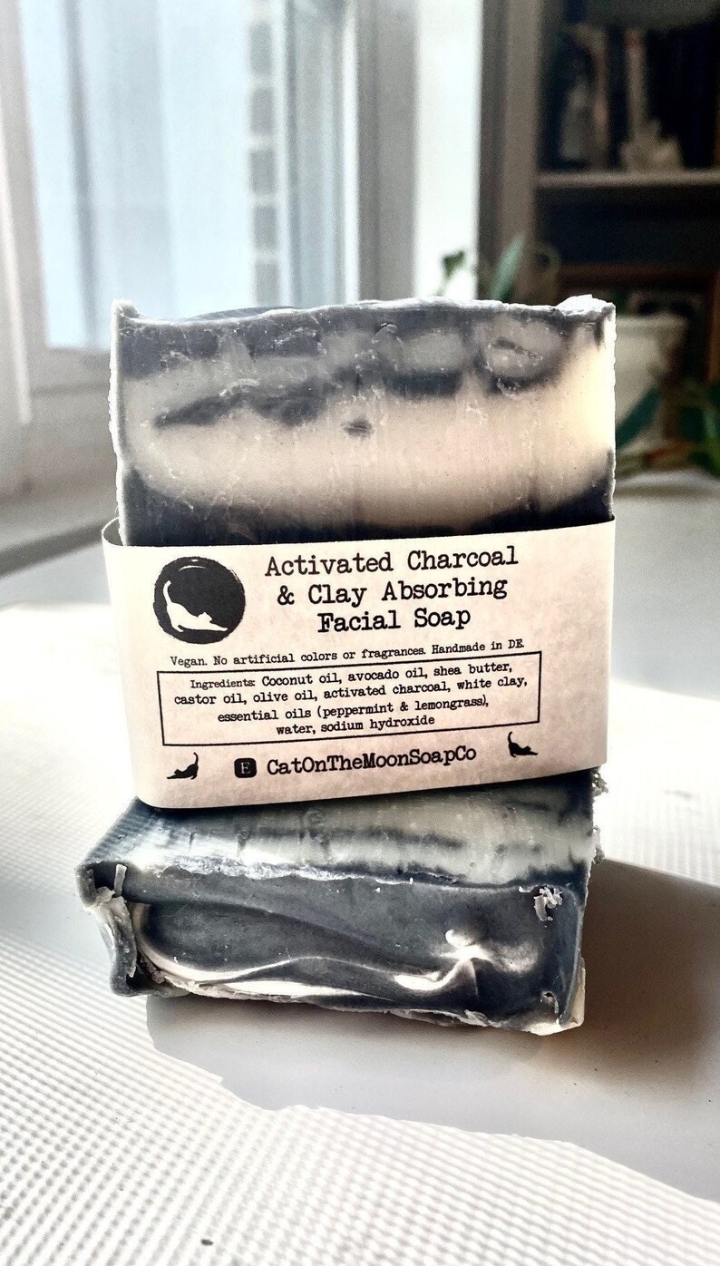 Activated Charcoal & Clay Absorbing Facial Soap vegan / palm oil-free / no artificial fragrances or colors image 3