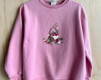 Vintage Penmans Pink Crewneck Birds Apples Sweater