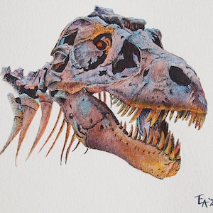 Dinosaur Fossil Series (Watercolor Note Cards)