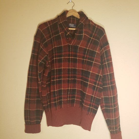 Vintage Polo By Ralph Lauren 100% Wool Plaid Sweat