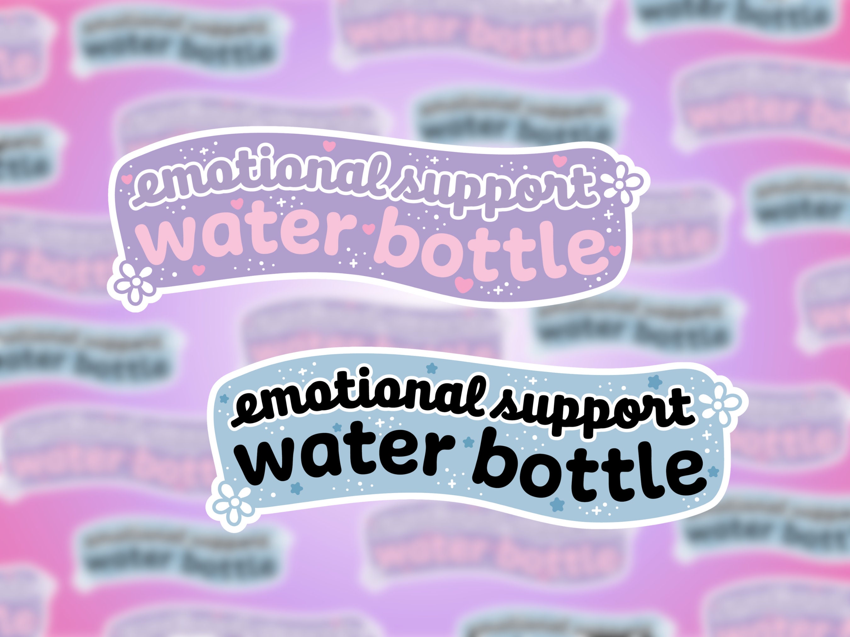 Emotional Support Water Bottle Sticker in Blue or Purple| Die-cut Vinyl ...