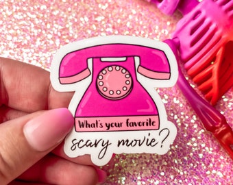 Scream What's Your Favorite Scary Movie | Cute 2" Die-Cut Vinyl Sticker | Kawaii Water Resistant Laptop Planner Water Bottle Sticker Decal