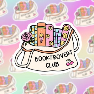 Booktrovert Club Sticker | Cute Book Lover Sticker | Bookworm Gift | Reader Sticker | 3&quot; Vinyl Sticker | Laptop, Water Bottle Decal