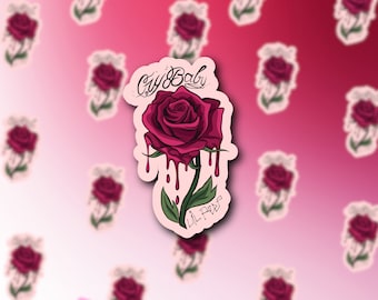 Lil Peep Inspired Bleeding Rose Sticker 3" Die Cut | Goth Aesthetic Sticker | Cry Baby Sticker | Emo Rap Merch | Water Resistant Vinyl