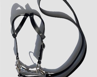 Hobby horse Western Zaumzeug aus 100% Echtleder (Double Ohrenkopfstück für Steckenpferd, hochwertiges Zaumzeug für Steckenpferd)