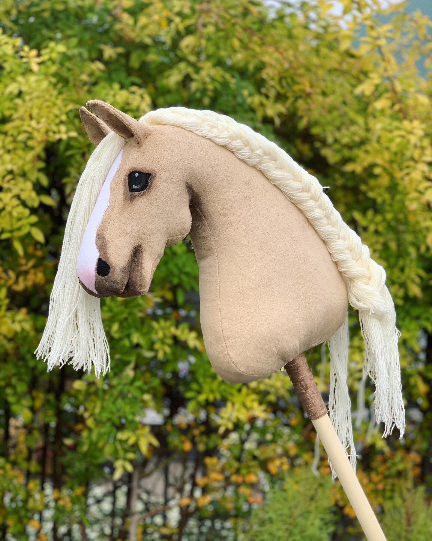 Light Palomino Hobby Horse with long mane stick hobby horse Etsy Polska