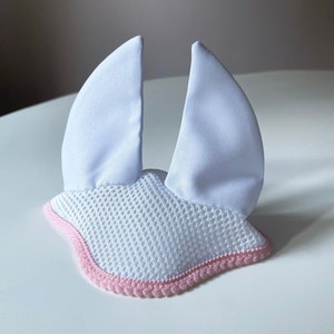 Hobby horse white ear bonnet ( earbonnet for hobbyhorse, stick horse)