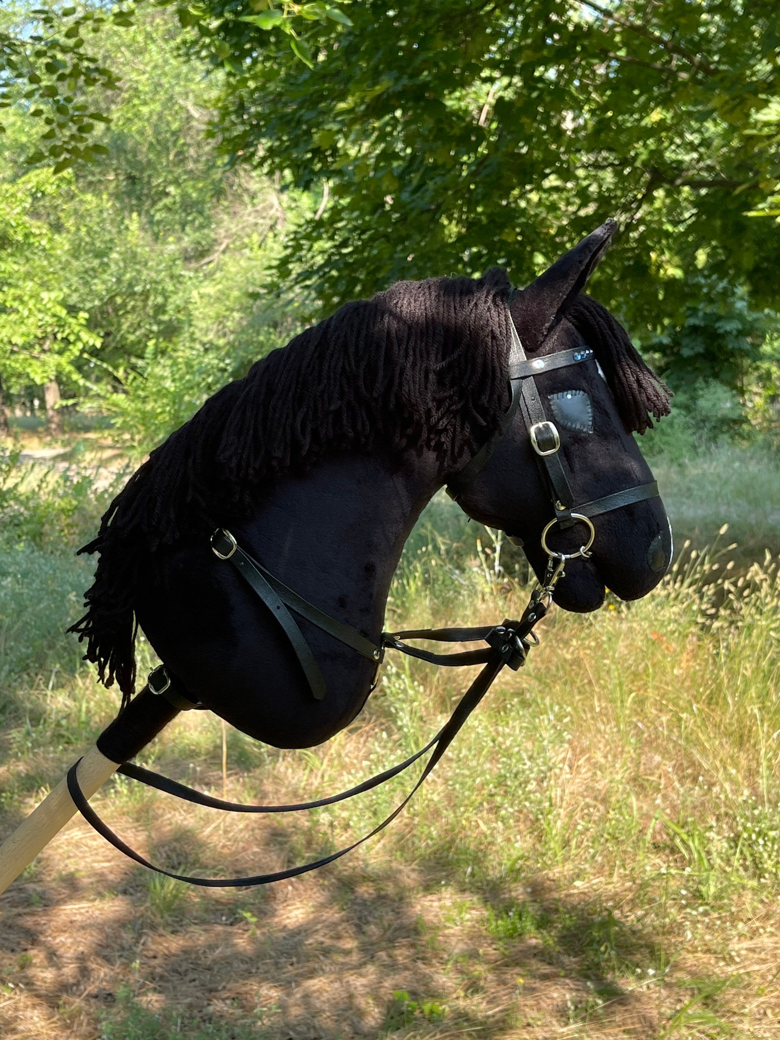 Black Hobby Horse With Beautiful Bridle and Martingale stick Etsy Sweden