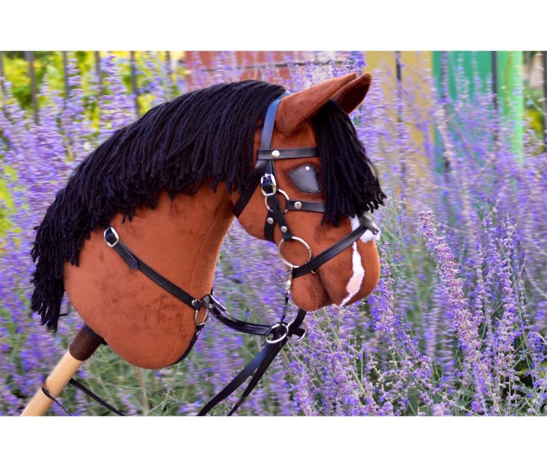 NEW Bay sport hobby horse with bridle and martingale. Great Etsy