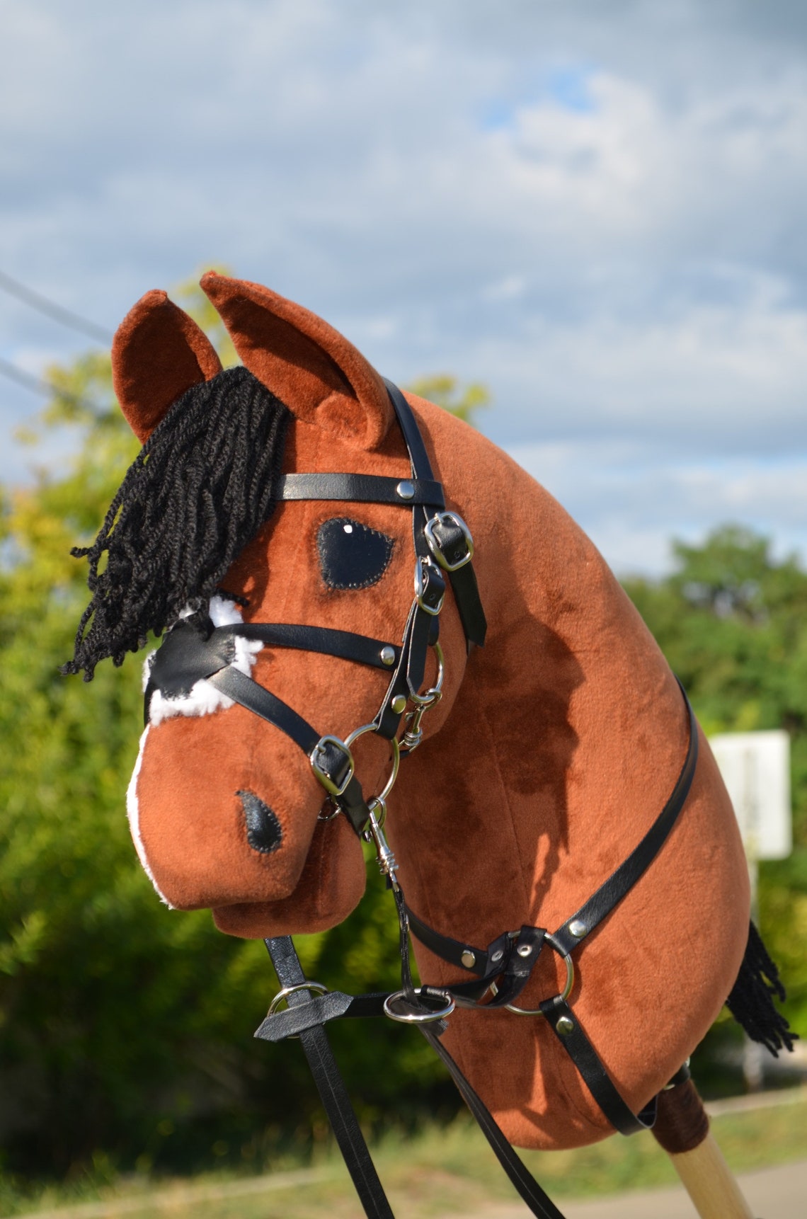 NEW Bay Sport Hobby horse with bridle and martingale. Great Etsy