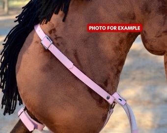Pink Hobby Horse Martingale, from real leather (high quality hobbyhorse tack, martingale for stick horse)