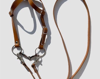 Brida Western para Hobby Horse / 100 % CUERO AUTÉNTICO (brida marrón para hobbyhorse, brida western para caballo de palo)