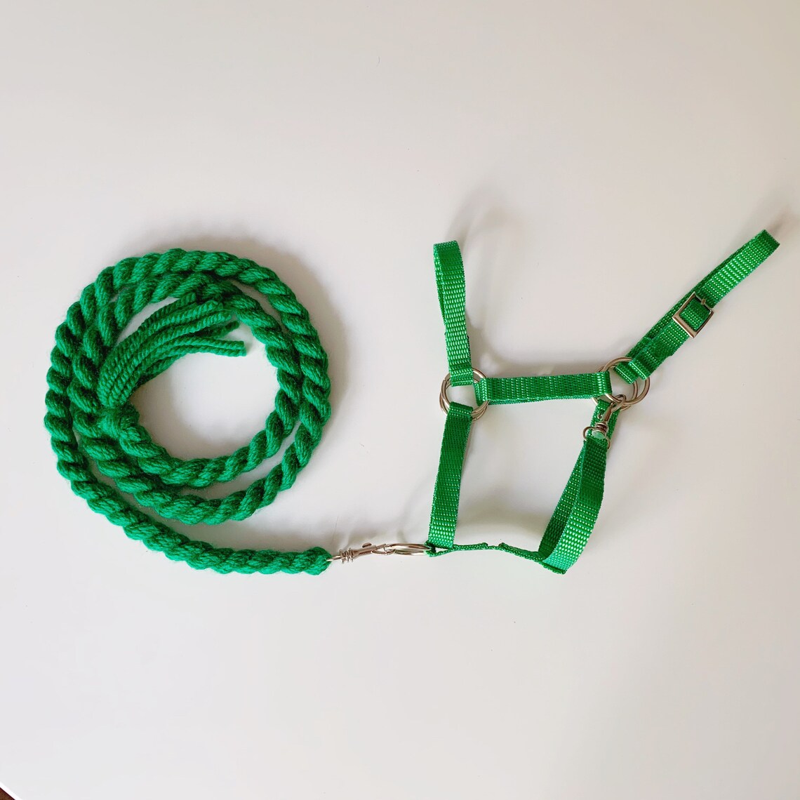 Green Halter with lead rope for hobby horse stick horse Etsy