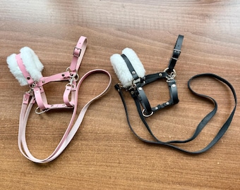 Cabestro para caballo de hobby con muserola de piel y riendas, 100% cuero auténtico (disponible en diferentes colores, arreos para caballos de hobby, hobbyhorse zubehör