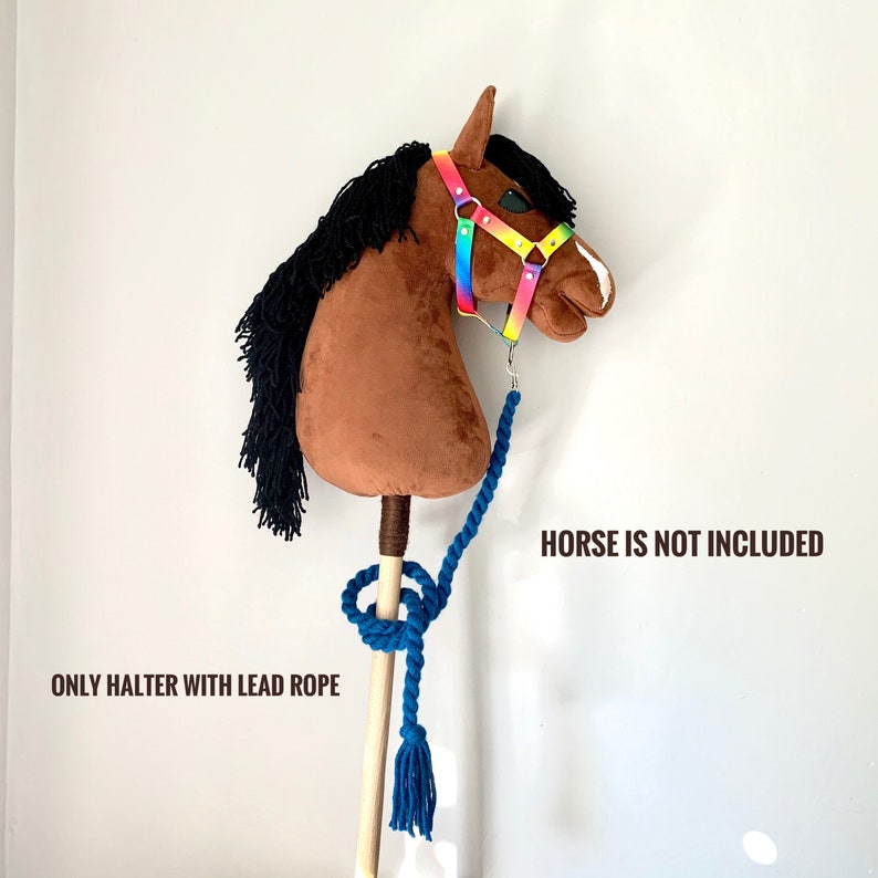 Rainbow Hobby horse halter with lead rope halter for a stick Etsy