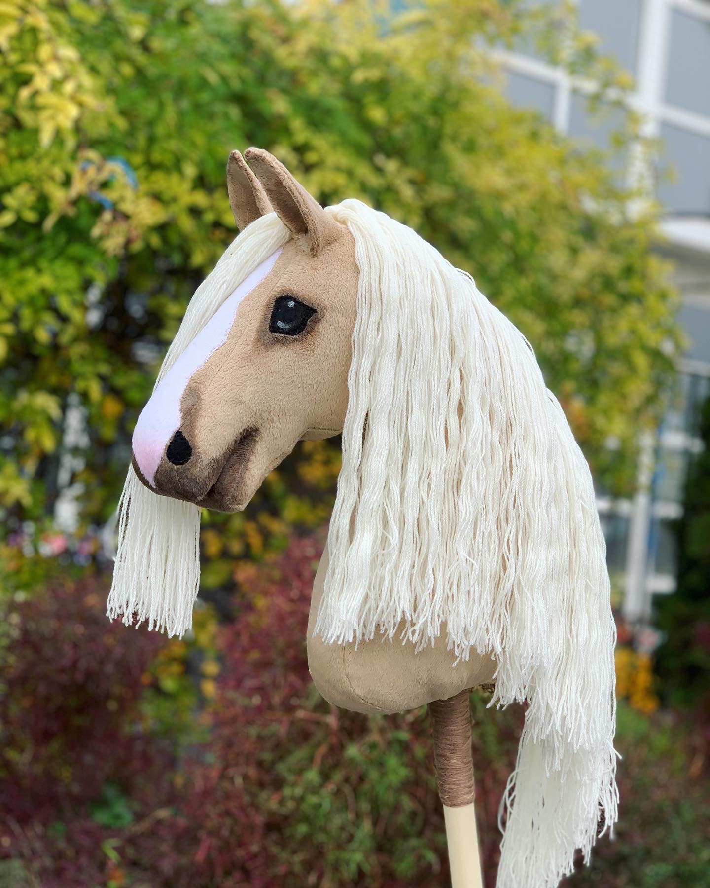 Light Palomino Hobby Horse with long mane stick hobby horse Etsy