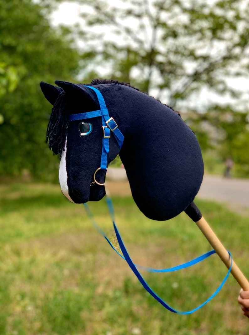 Black Irish Sport Hobby horse with bridle stick horse. Good Etsy