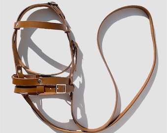 Hobby Horse Engelskt träns, från äkta läder (stickhäst, hobbyhäst zubehör)