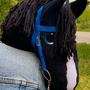 Black Irish Sport Hobby horse with bridle (stick horse). Good present for children and teens.