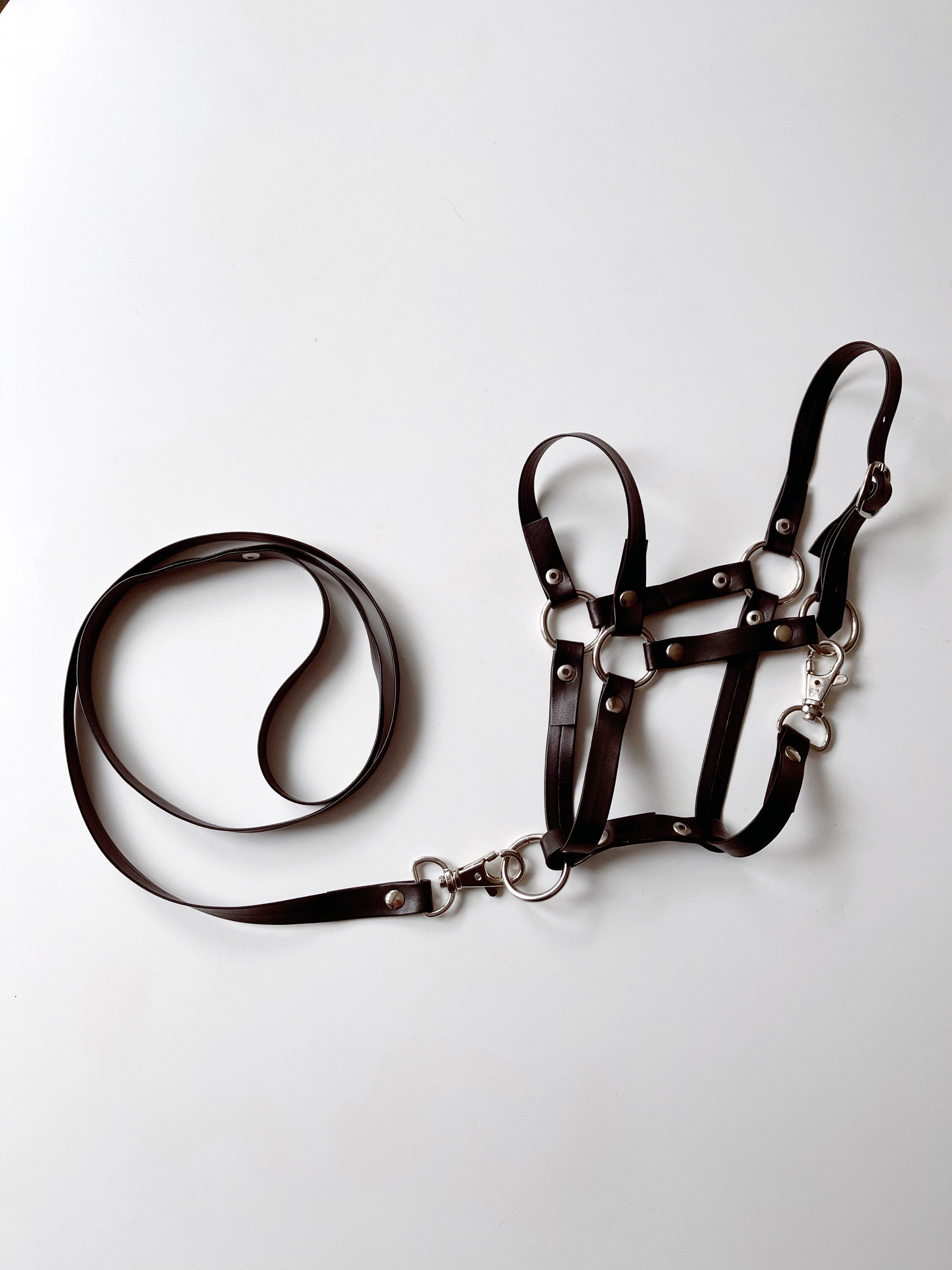 Black Leather Hobby Horse Halter With Lead Rope Faux Leather Etsy