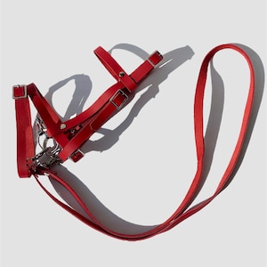 English Hobby Horse Bridle, from real leather (red bridle for hobbyhorse, high quality stick horse tack). Comes in a linen bag!