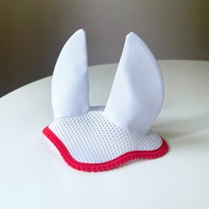 Hobby horse white ear bonnet (earbonnet for hobbyhorse, stick horse)
