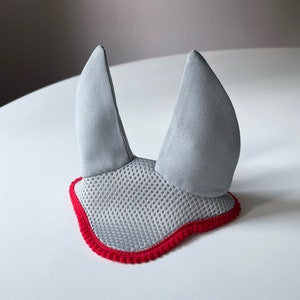 Hobby horse grey ear bonnet (earbonnet for stick horse, hobbyhorse)