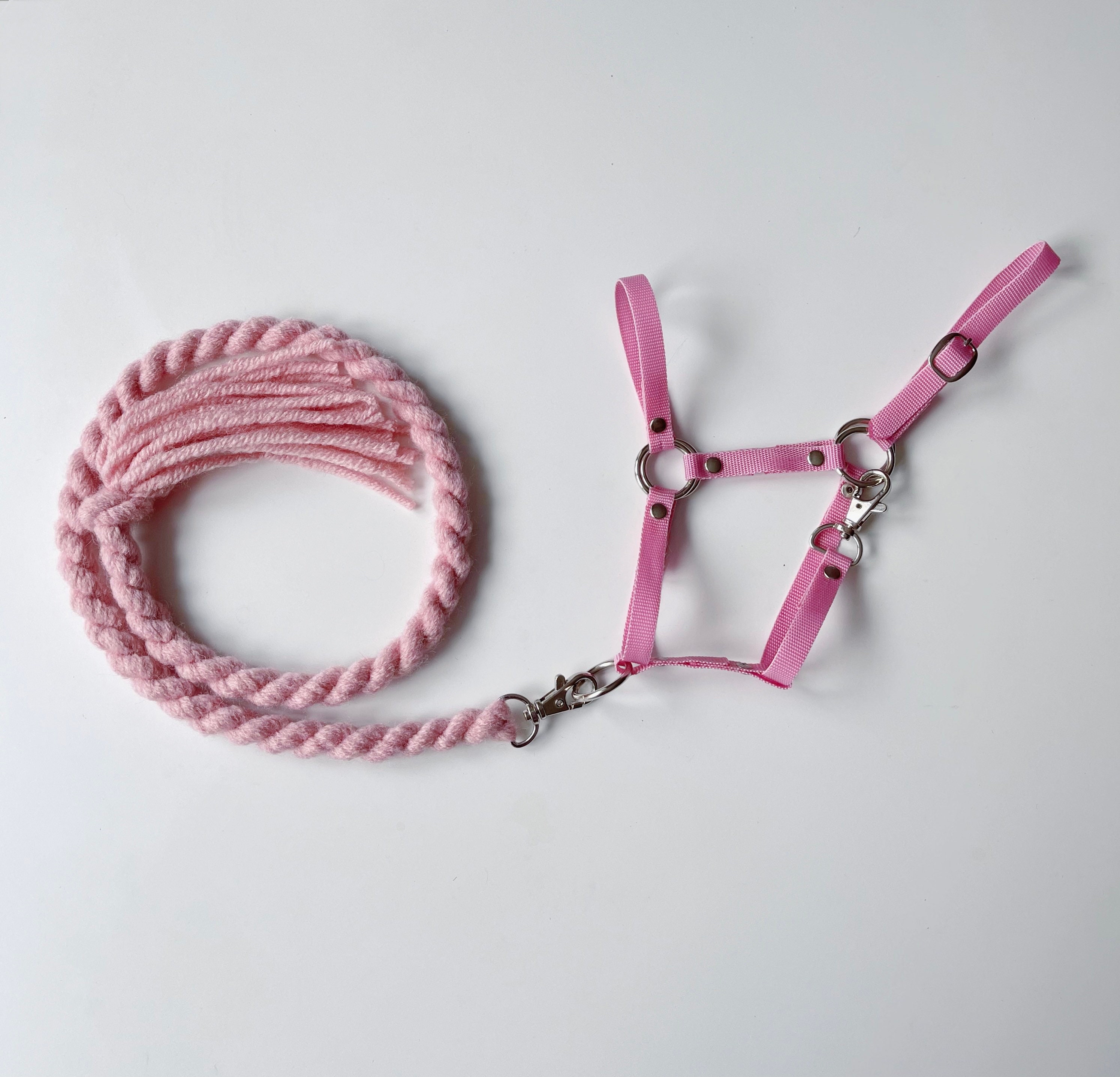 Pink hobby horse halter with lead rope pink halter for a Etsy Polska