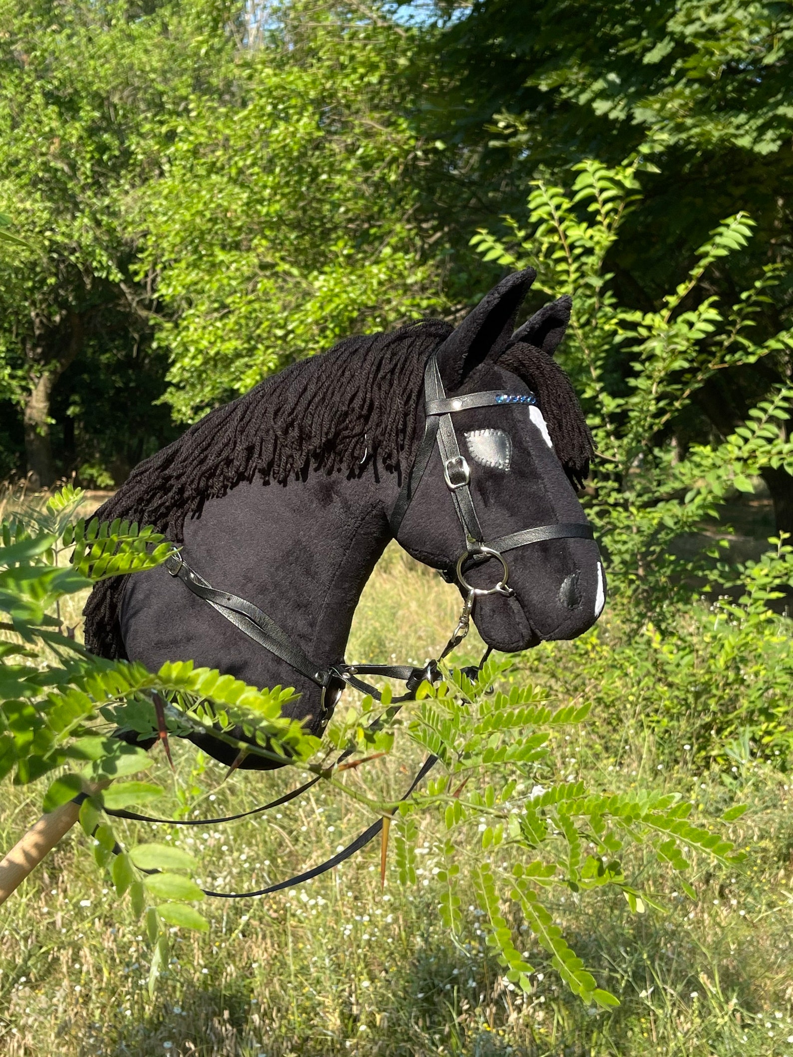 Black Hobby Horse With Beautiful Bridle and Martingale stick Etsy