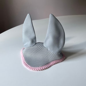 Hobby horse grey ear bonnet (earbonnet for stick horse)