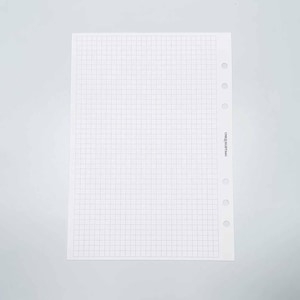 May include: A white, grid-lined paper sheet with six pre-punched holes along the right edge. The paper is blank and features a fine grid pattern. The text "UNIQUE GIFT BAG" is printed vertically along the right edge.