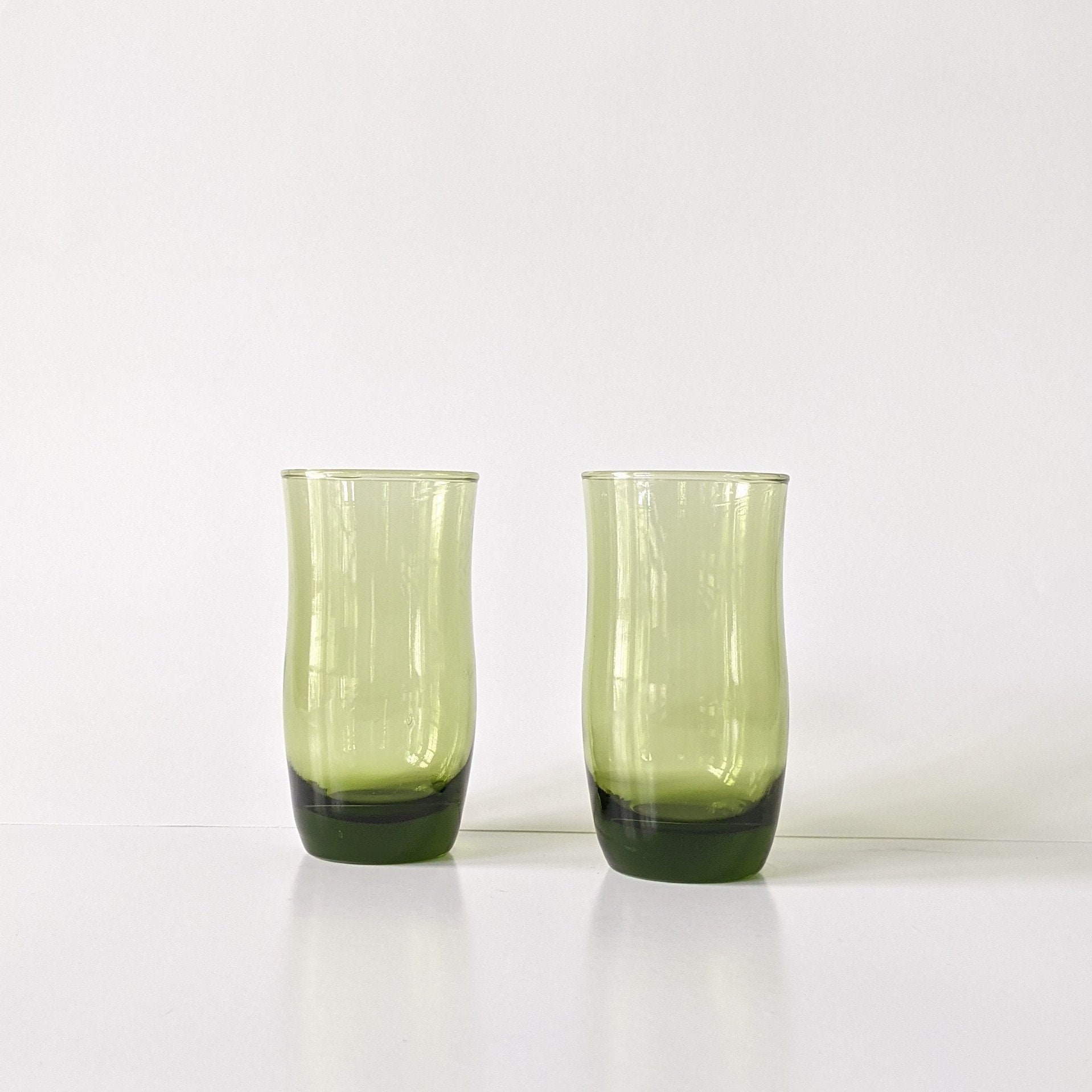 Vintage Green Drinking Glasses Set of 2 Retro Kitchen Etsy