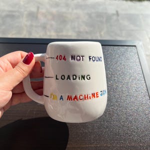 Taza de cerámica hecha a mano con nivel de café, tazas con declaración tecnológica, taza con declaración de computadora, nivel de café