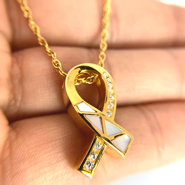 Ribbon Memorial Necklace-Breast Cancer Awareness Ribbon Necklace-Cremation Keepsake-Ash Holder-Cremation Pendant-Sterling Silver