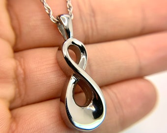 Infinity Pendant Memorial Urn-Stainless Steel Pendant-Necklace Jewelry Cremation Keepsake