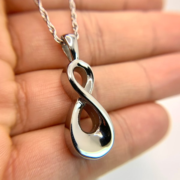 Infinity Pendant Memorial Urn-Stainless Steel Pendant-Necklace Jewelry Cremation Keepsake