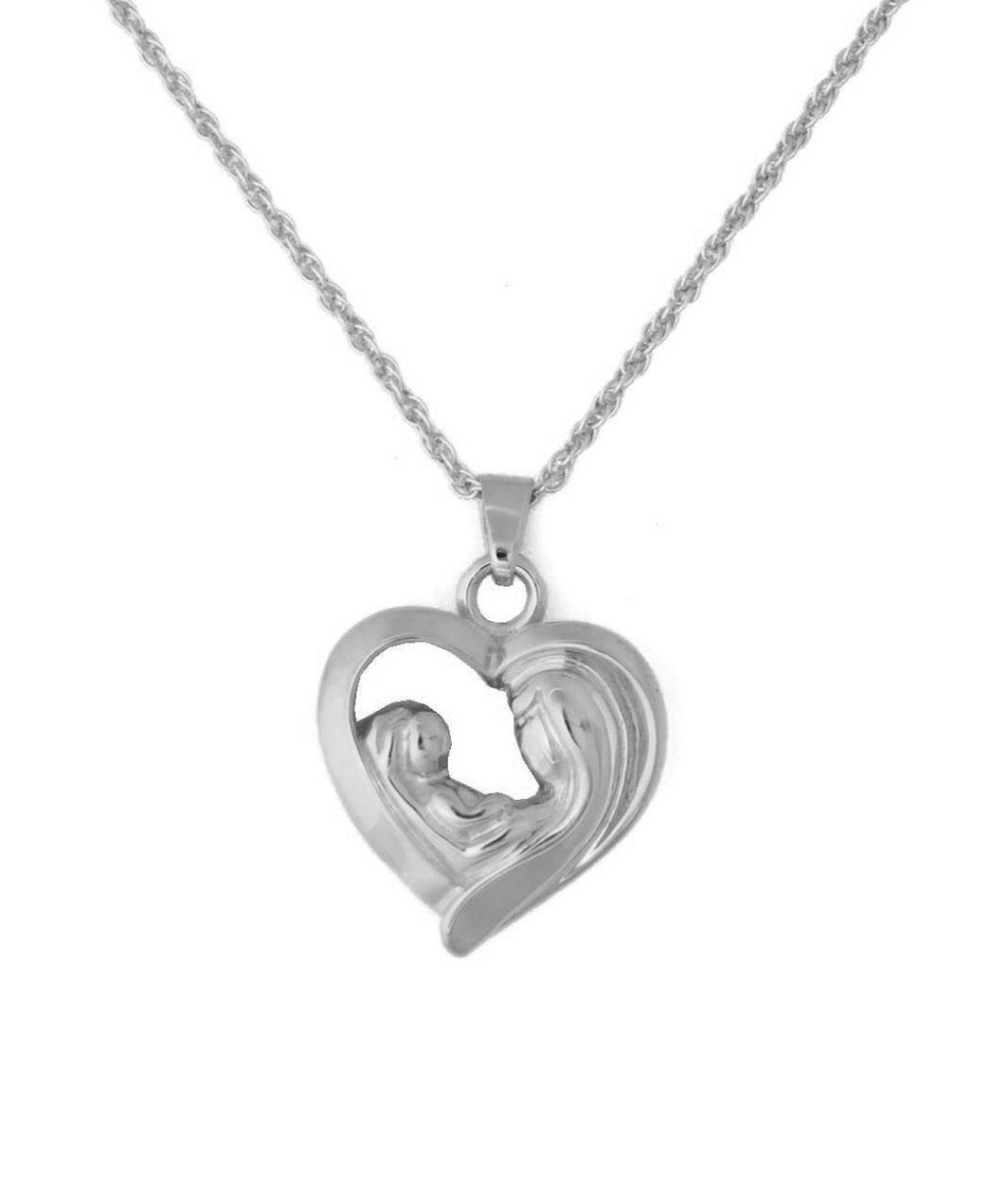 Mother and Child Heart Necklace Memorial Pendant.925 Sterling Silver Jewelry Keepsakecremation